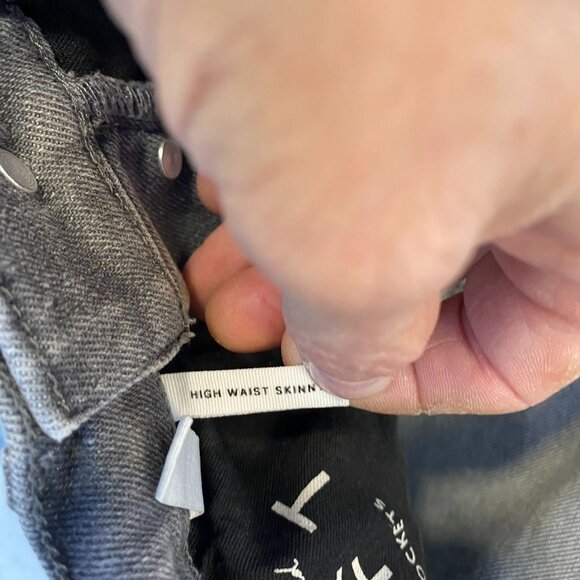 Loft Women's Jeans 26 High Waist Skinny Grey Denim Slim Pockets Button Closure - Picture 7 of 10